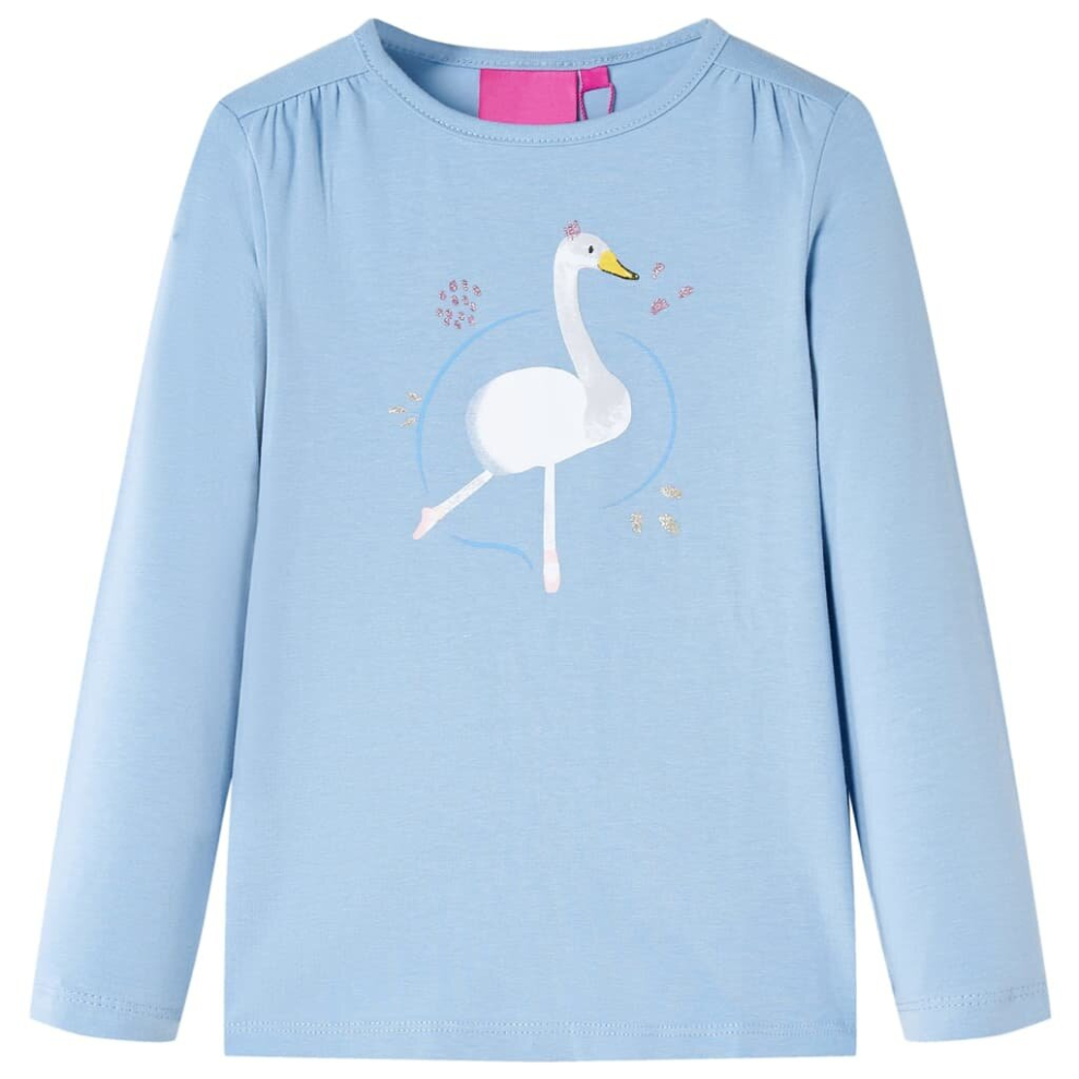 (light blue, 104) Kids' T-shirt with Long Sleeves Children's T Shirt Kids' Tops Tee Swan Print