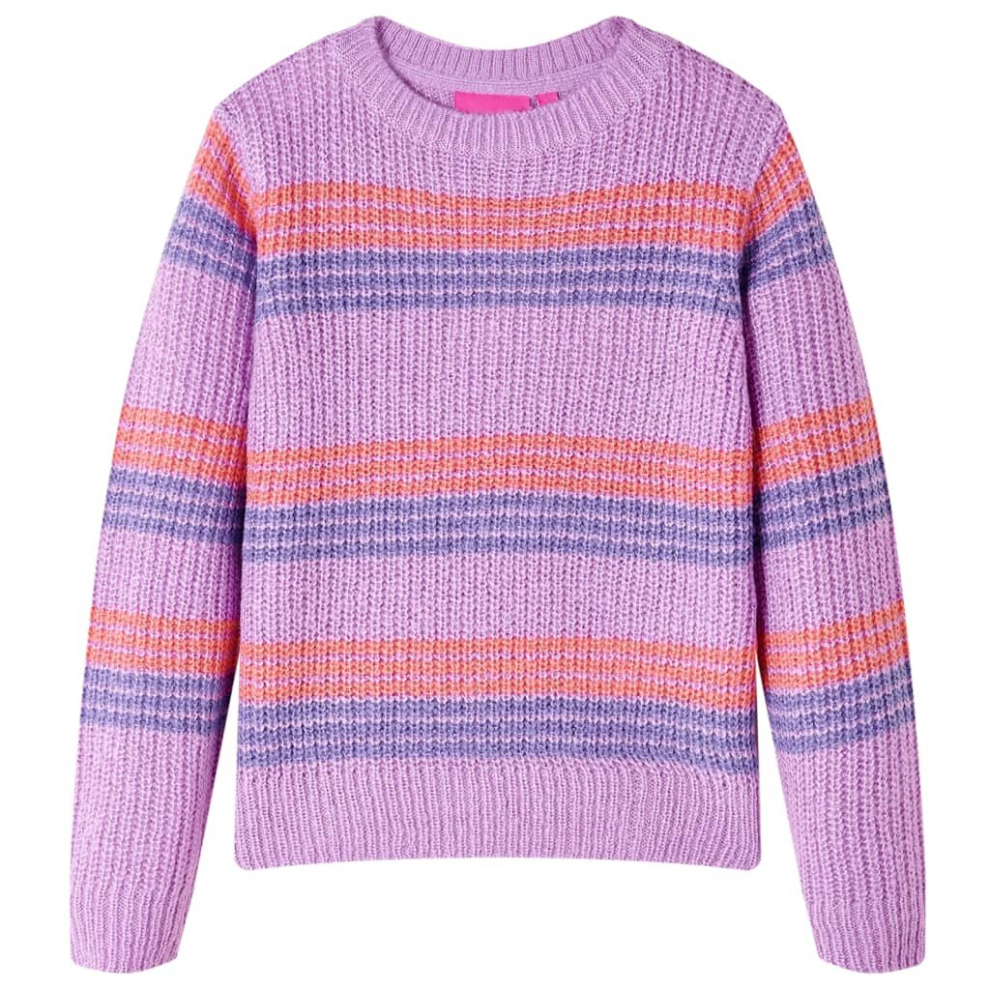 Vidaxl (92) Kids' Sweater Children Sweatshirt Knitwear Stripes Knitted Lilac And Pink