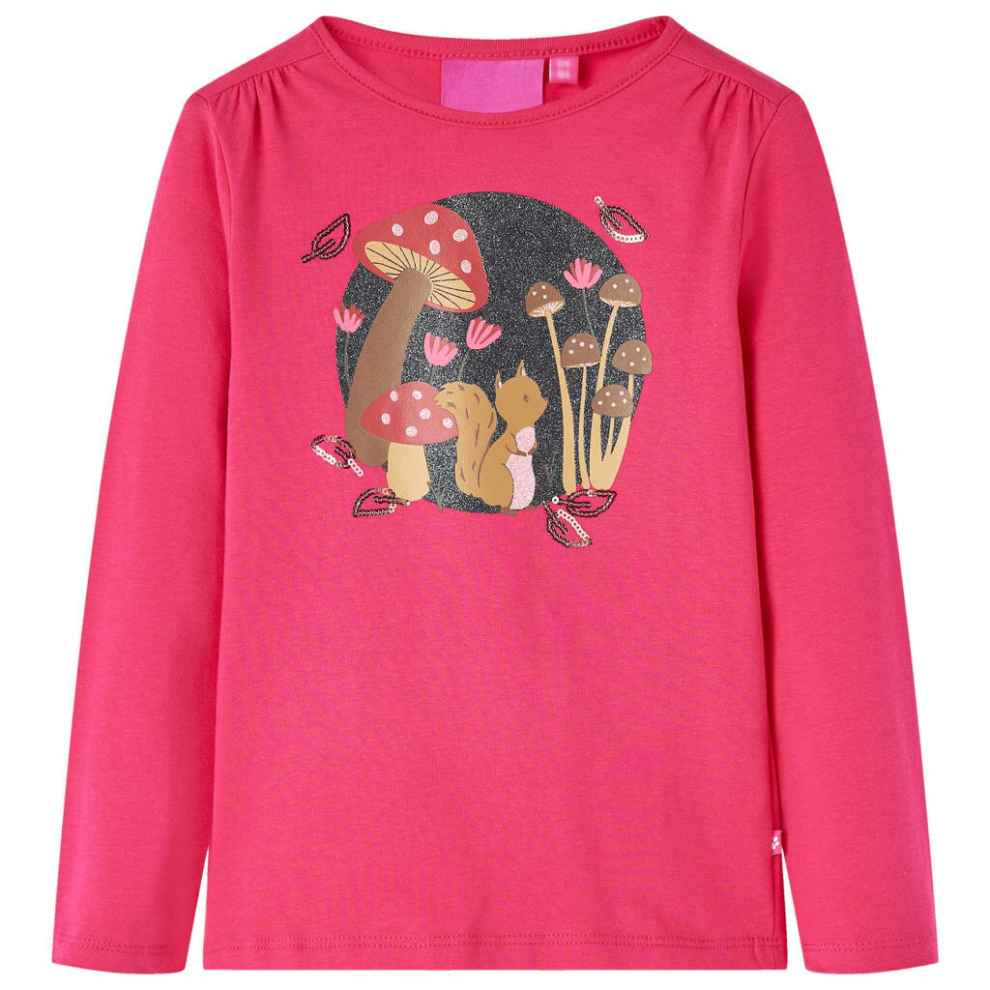 Vidaxl (Pink, 116) Kids' T-Shirt With Long Sleeves Children's T Shirt Tee Squirrel Print Burnt