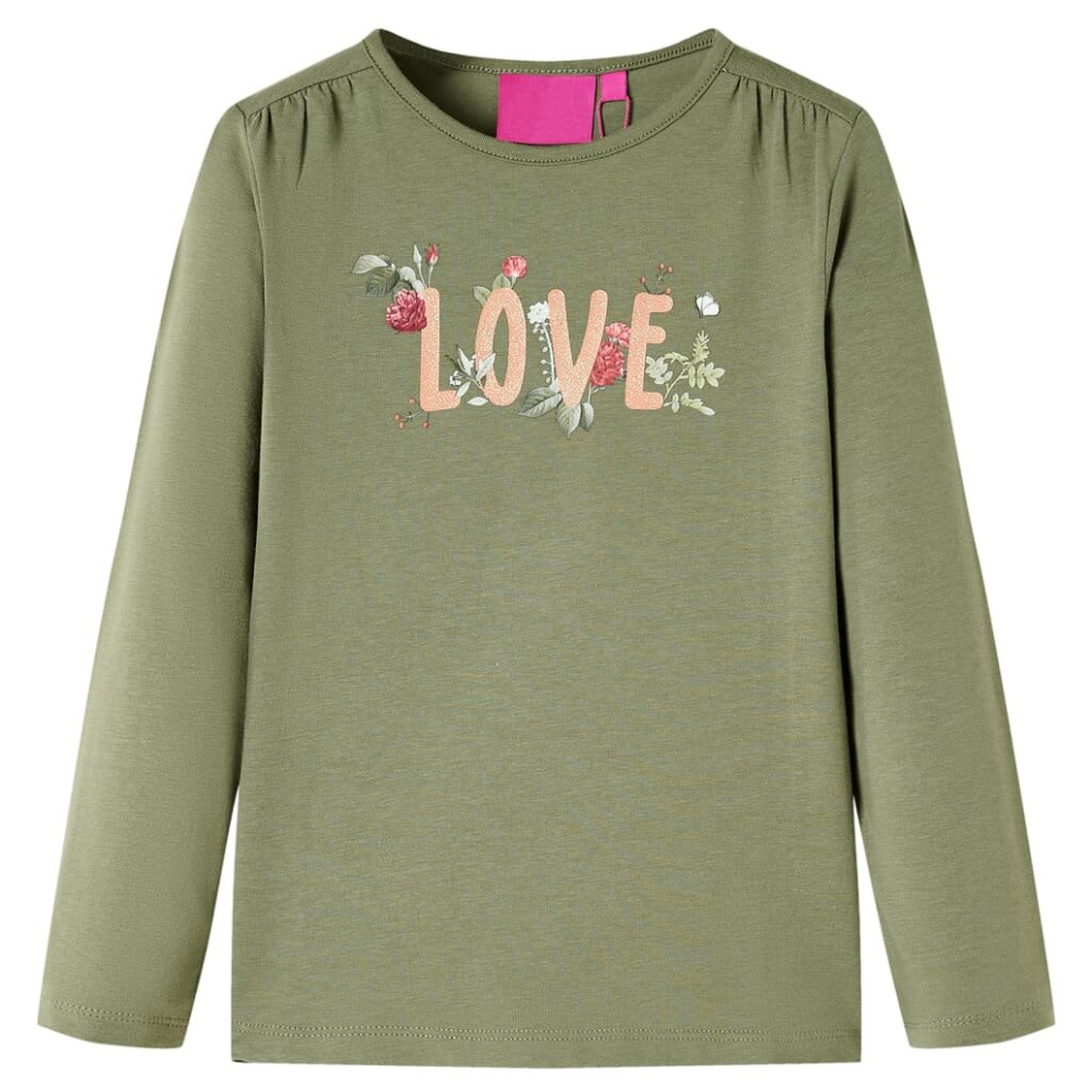 (khaki, 140) Kids' T-shirt with Long Sleeves Children's T Shirt Kids' Tops Tee Love Print