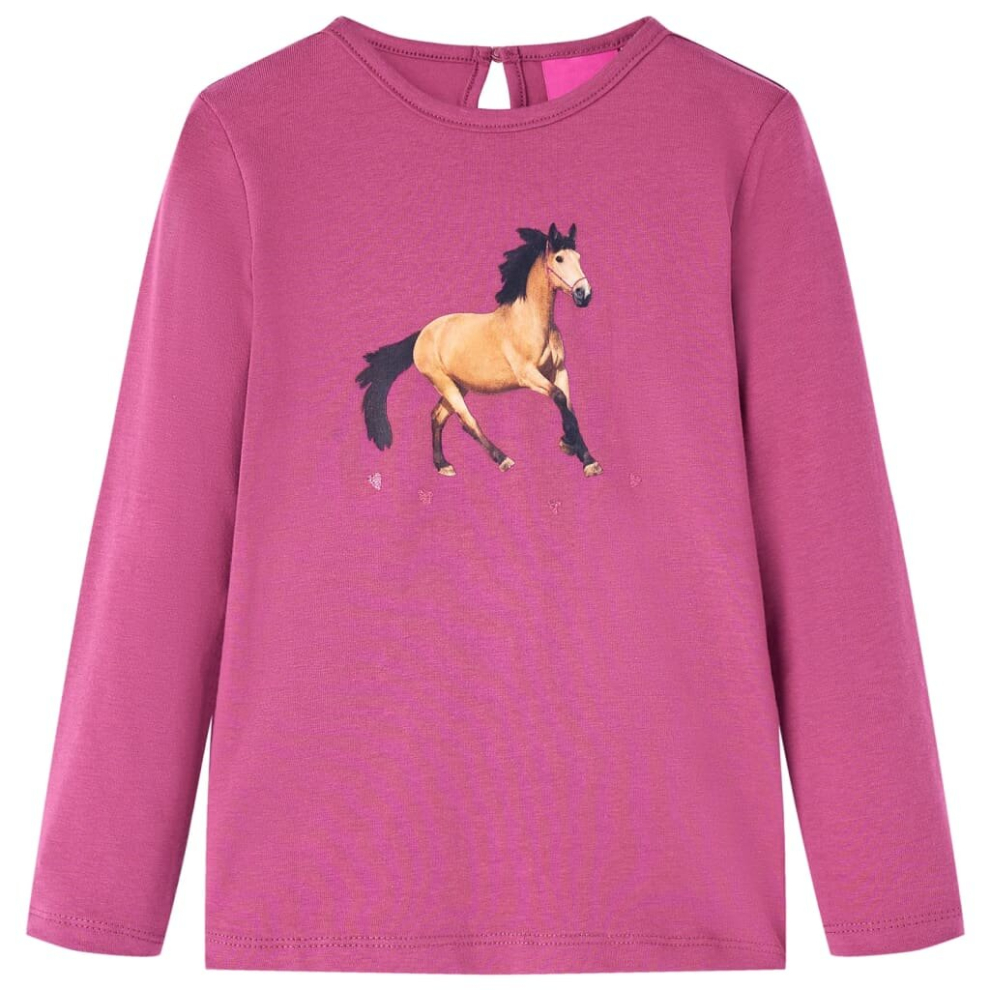 (raspberry, 128) Kids' T-shirt with Long Sleeves Children's T Shirt Kids' Tops Tee Horse Print