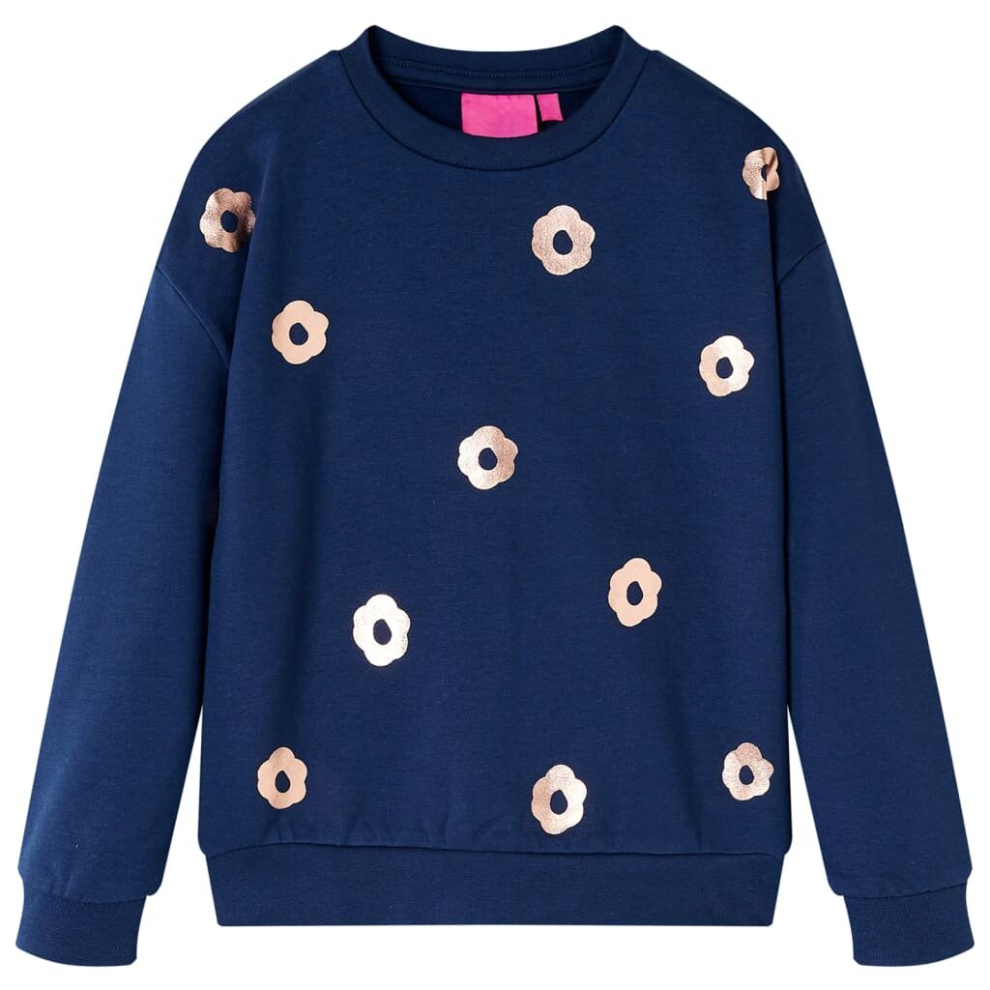 (navy, 92) Kids' Sweatshirt Children Toddler Long Sleeves Pullover Kids' Top Flower Print