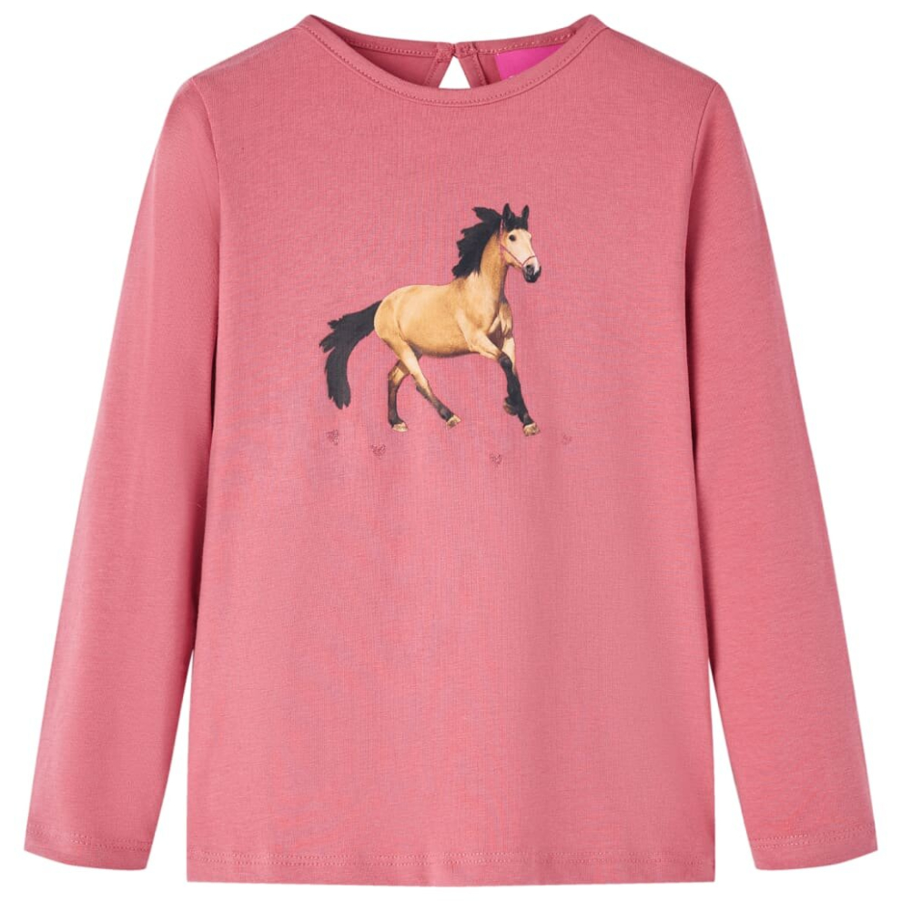 (pink, 116) Kids' T-shirt with Long Sleeves Children's T Shirt Kids' Tops Tee Horse Print