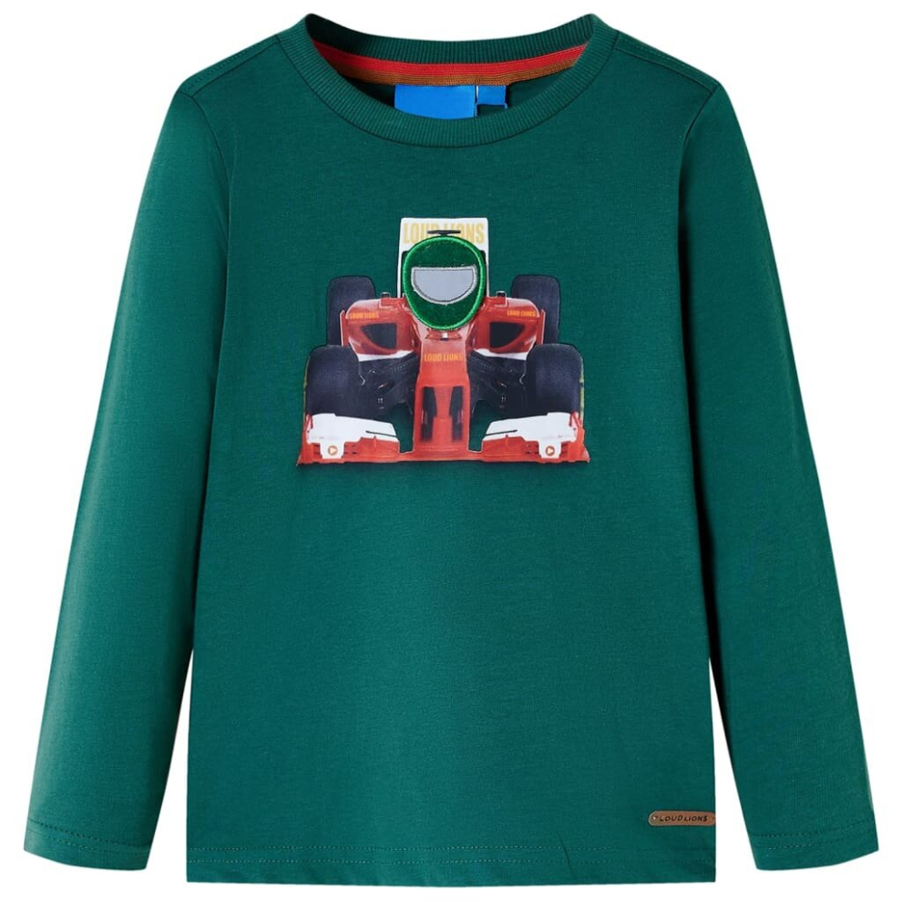 (green, 128) Kids' T-shirt with Long Sleeves Children's T Shirt Tops Tee Racing Car Print