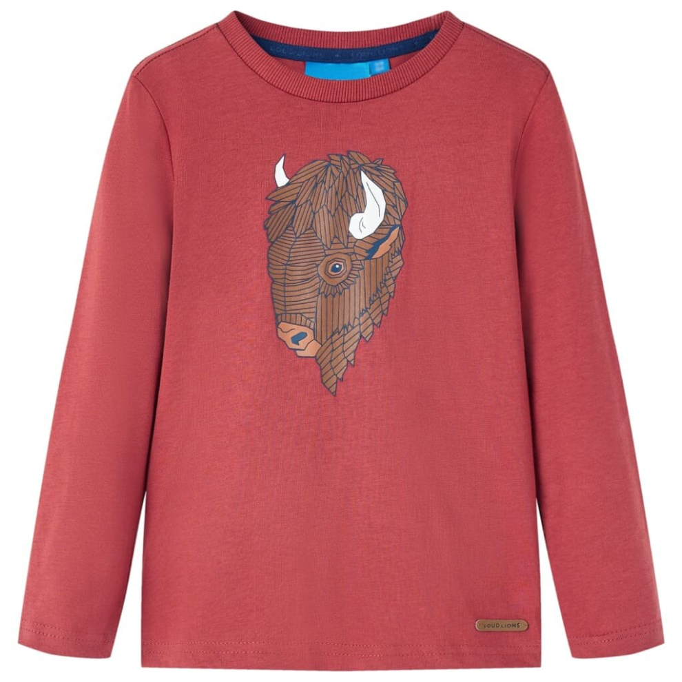 (red, 104) Kids' T-shirt with Long Sleeves Children's T Shirt Tee Cattle Print Cobalt