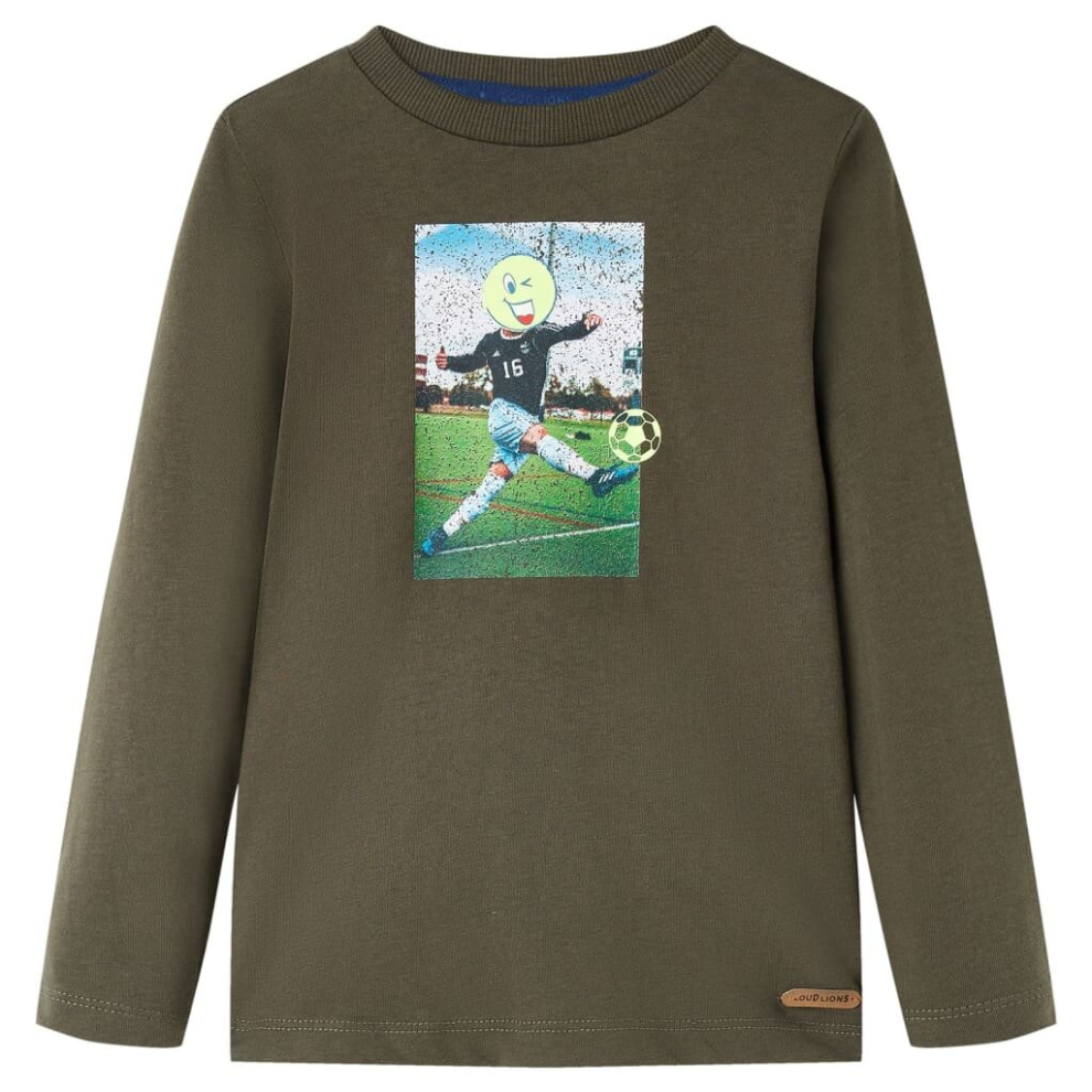 (khaki, 140) Kids' T-shirt with Long Sleeves Children's T Shirt Tee Football Player Print