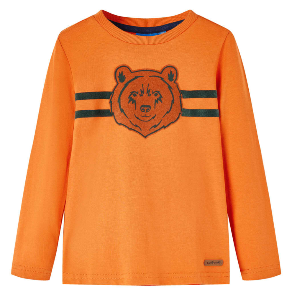 Vidaxl (, 104) Kids' T-Shirt With Long Sleeves Children's T Shirt Kids' Tops Tee Bear Print Orange