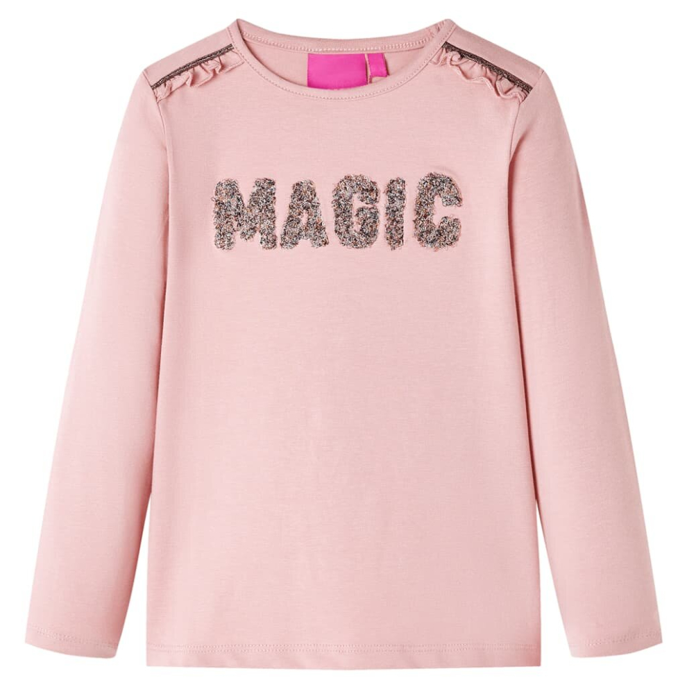 (light pink, 92) Kids' T-shirt with Long Sleeves Children's T Shirt Tee Glitter Word Design