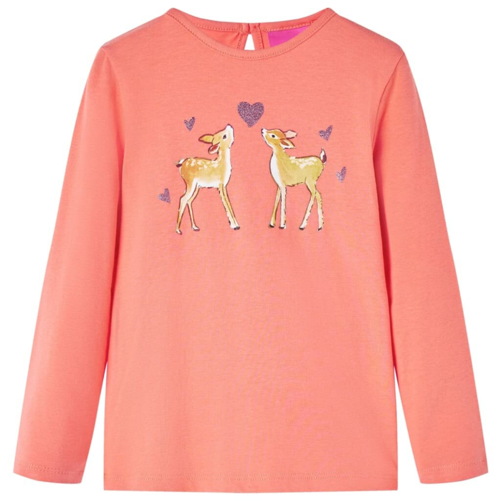 (coral, 128) Kids' T-shirt With Long Sleeves Children's T Shirt Kids' Tops Tee Deers Print