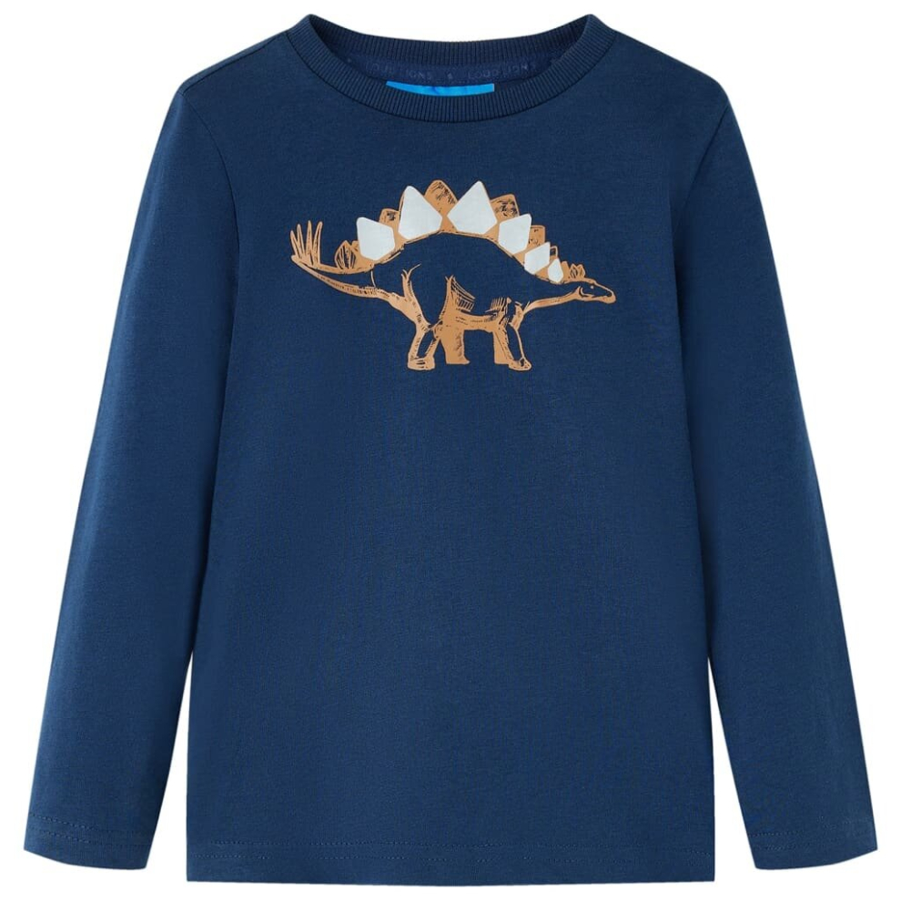 (navy blue, 116) Kids' T-shirt with Long Sleeves Children's T Shirt Tops Tee Dinosaur Print