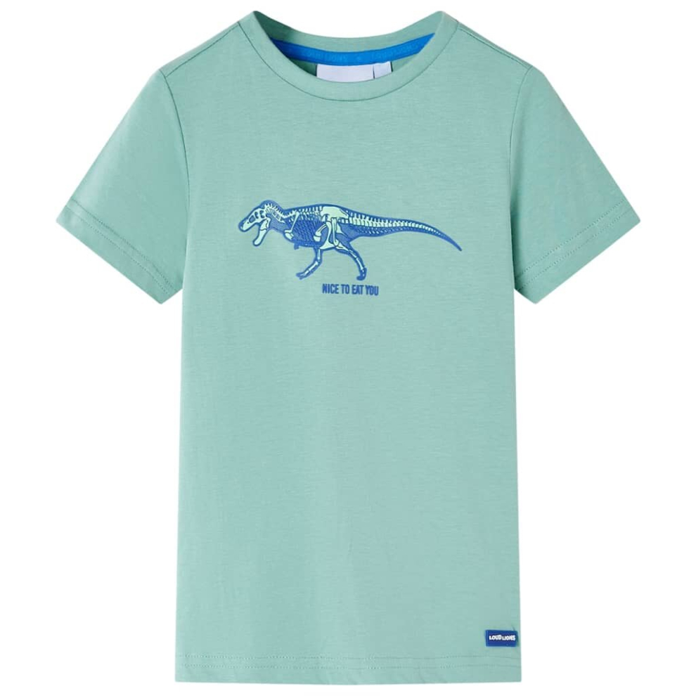 Vidaxl (Khaki, 128) Kids' T-Shirt Long Sleeves Children's T Shirt Tee Kids' Top Dinosaur Print