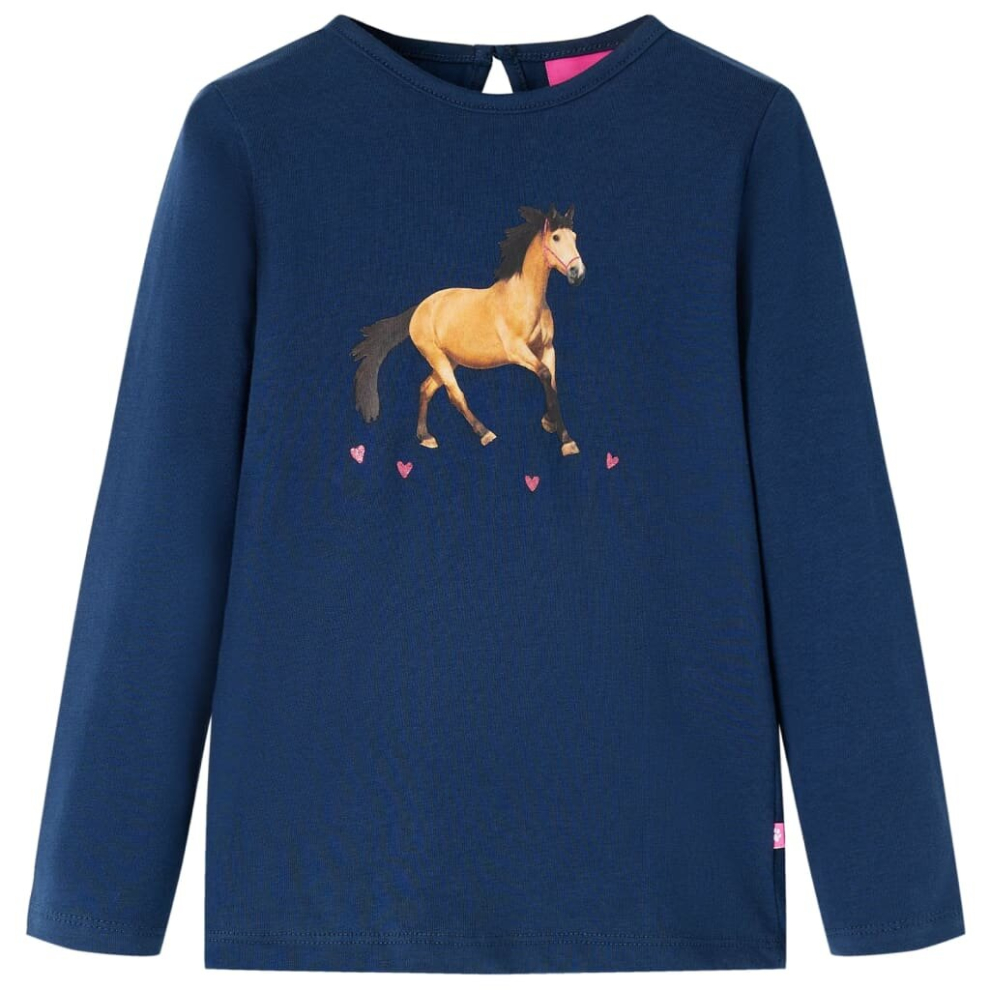 (navy blue, 116) Kids' T-shirt with Long Sleeves Children's T Shirt Kids' Tops Tee Horse Print