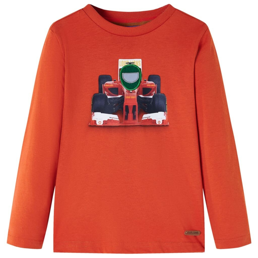 (orange, 104) Kids' T-shirt with Long Sleeves Children's T Shirt Tops Tee Racing Car Print