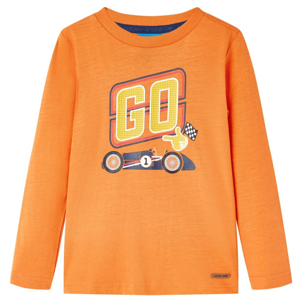 (orange, 140) Kids' T-shirt with Long Sleeves Children's T Shirt Tops Tee Racing Car Print