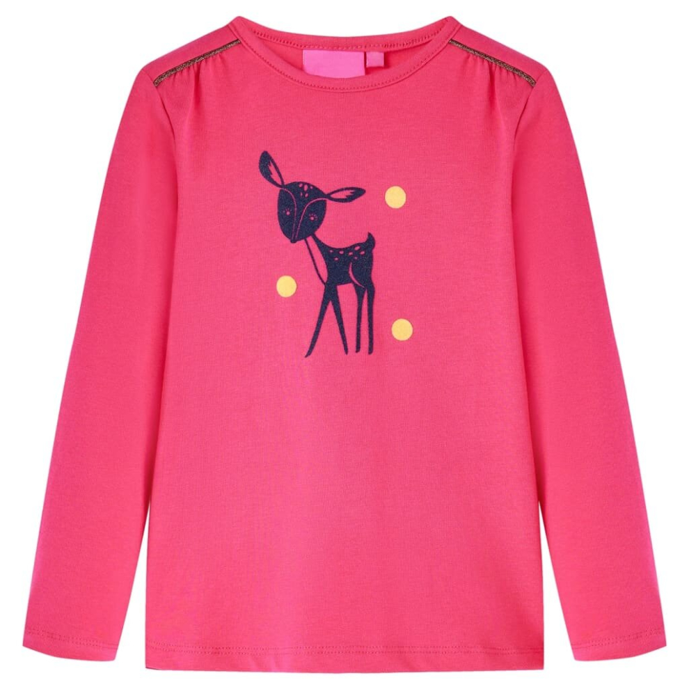 (pink, 104) Kids' T-shirt with Long Sleeves Children T Shirt Tops Deer Design Cognac 140