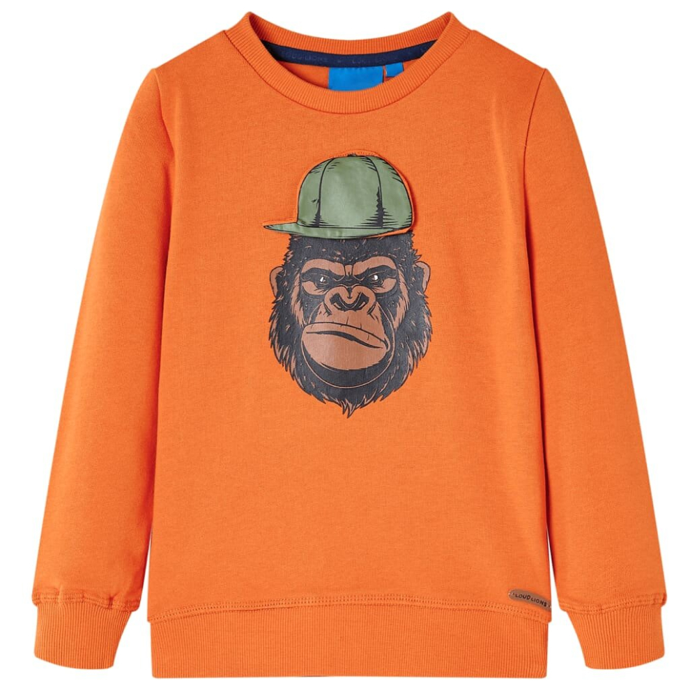 (orange, 104) Kids' Sweatshirt Children's Long Sleeves Pullover Top Gorilla Print Medium