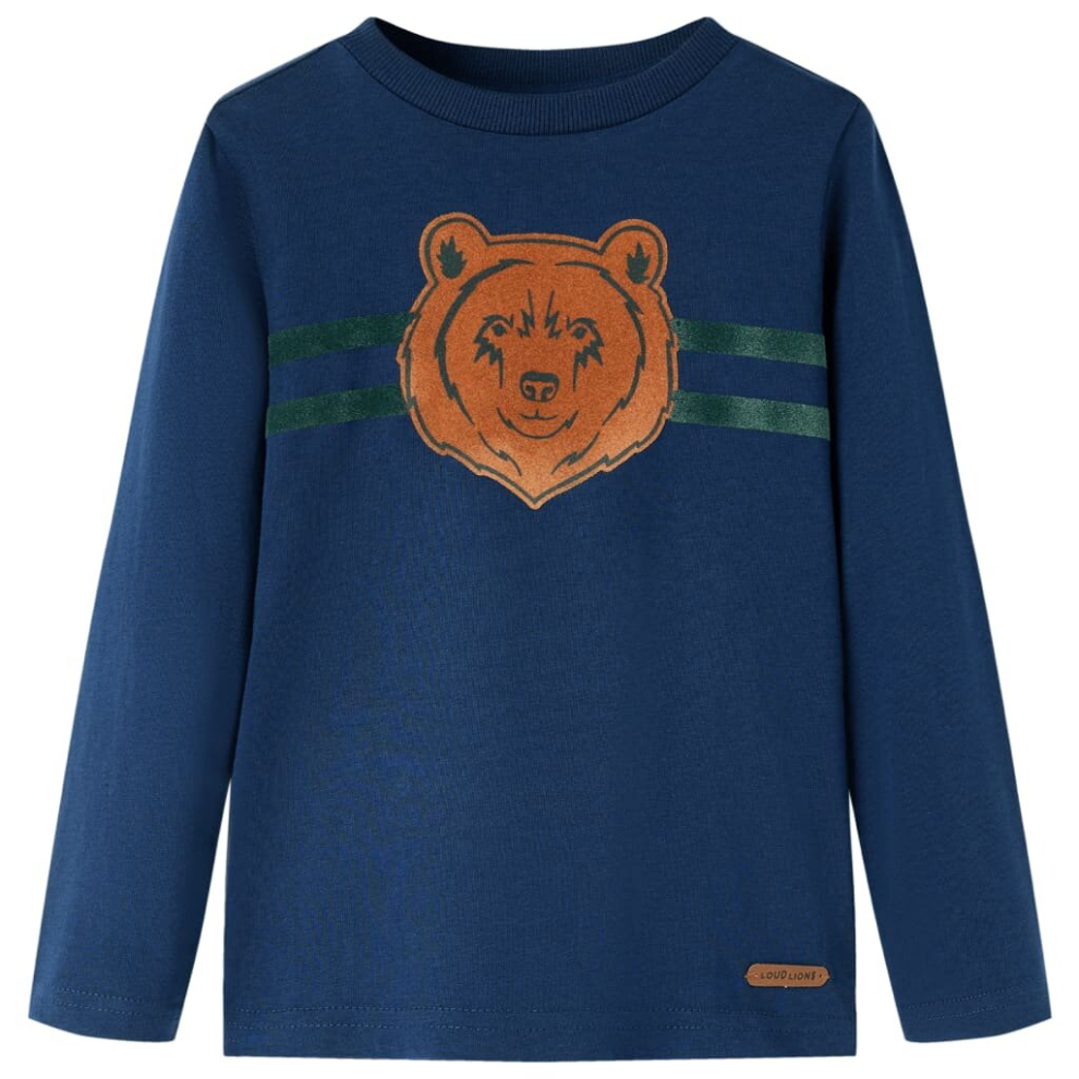 (navy blue, 128) Kids' T-shirt with Long Sleeves Children's T Shirt Kids' Tops Tee Bear Print