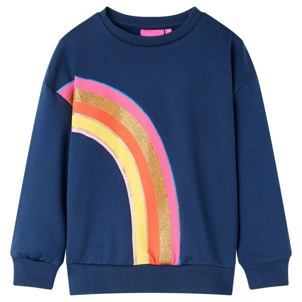 (116) Kids' Sweatshirt Long Sleeves Toddler Pullover Kids' Top Rainbow Print Navy