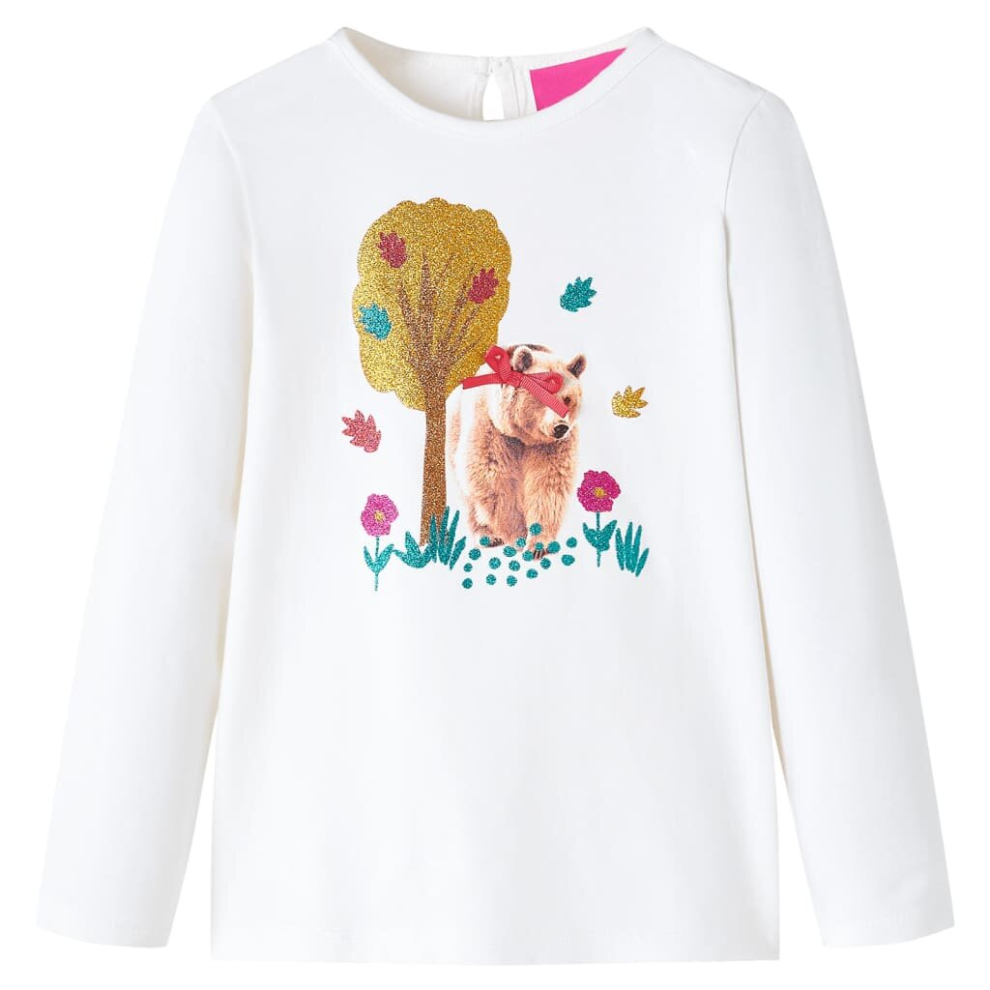 (ecru, 92) Kids' T-shirt with Long Sleeves Children's T Shirt Kids' Tops Tee Bear Print