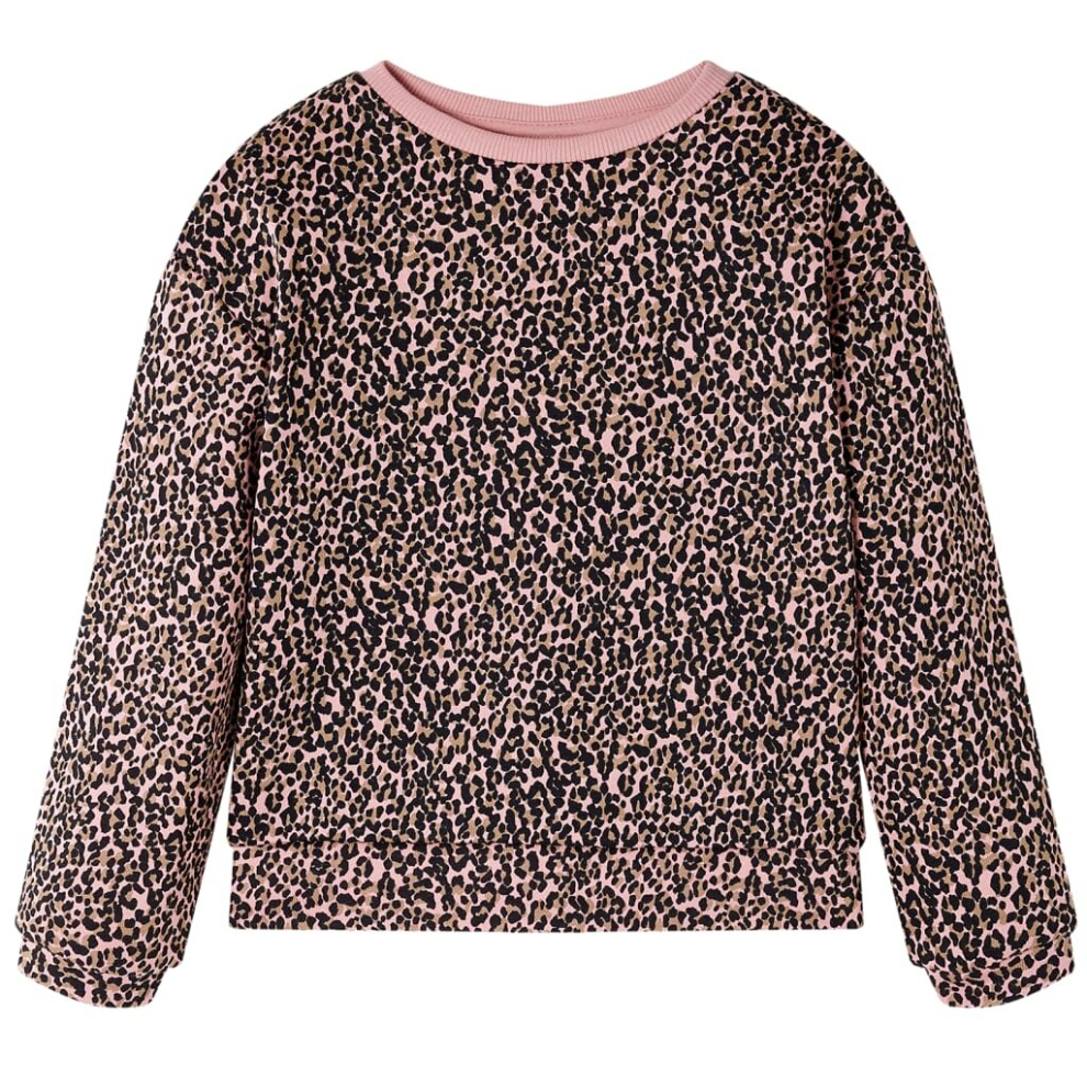 (128) Kids' Sweatshirt Long Sleeves Toddler Tops Pullover Leopard Print Medium Pink