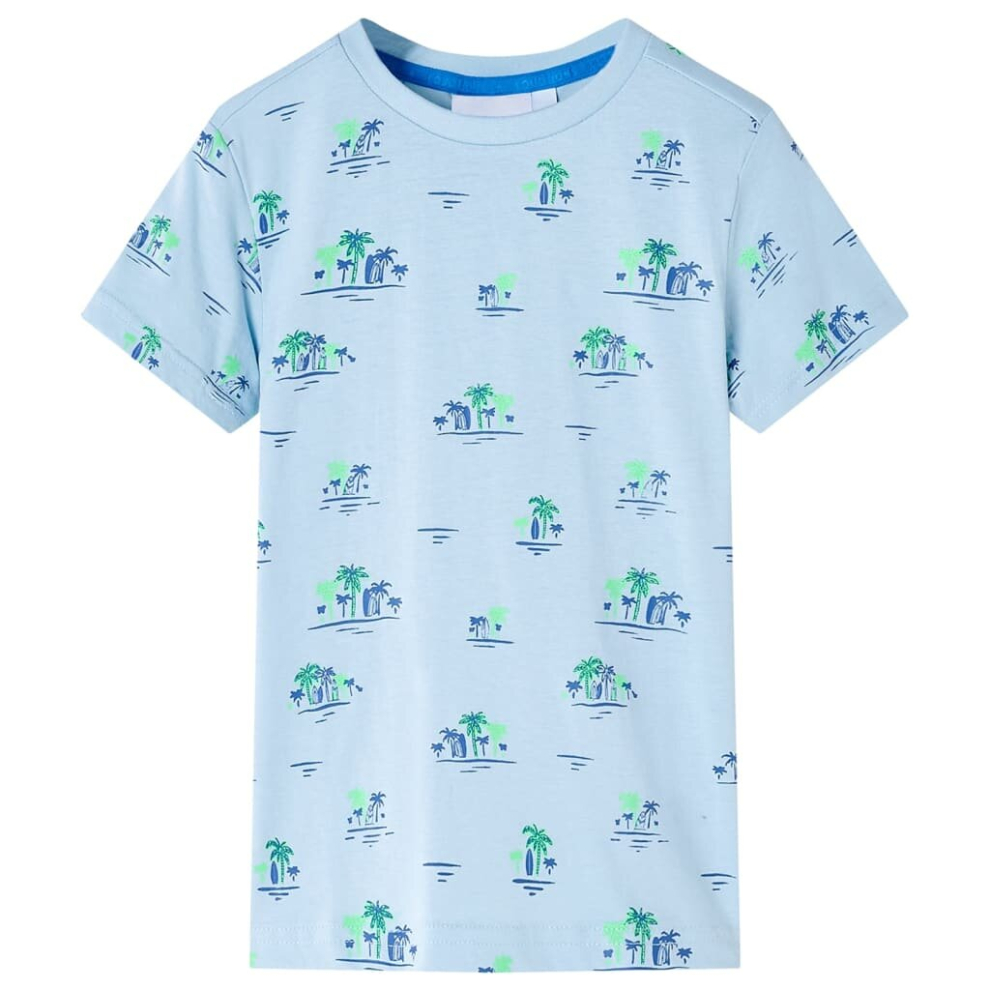 (140) Kids' T-shirt Children's T Shirt Tee Kids' Top Coconut Tree Print Light Blue