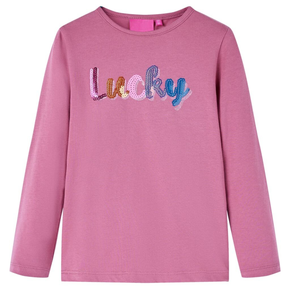 (raspberry, 116) Kids' T-shirt with Long Sleeves Children's T Shirt Tops Tee Sequin Word Design