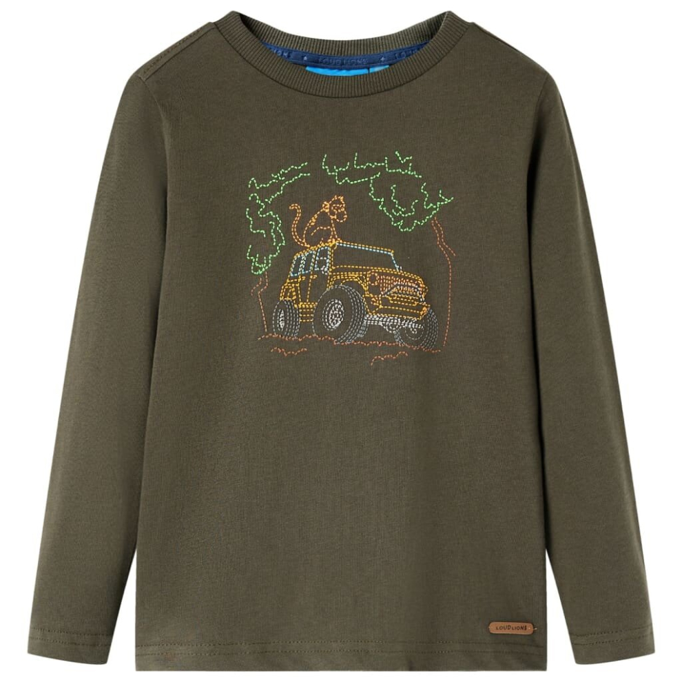 (khaki, 140) Kids' T-shirt with Long Sleeves Children's T Shirt Kids' Tops Tee Jeep Print