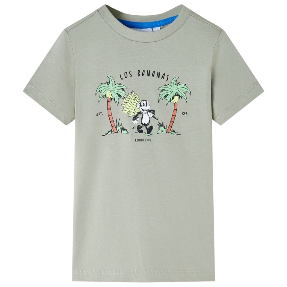 (khaki, 104) Kids' T-shirt Short Sleeves Children's T Shirt Kids Top Tee Monkey Print