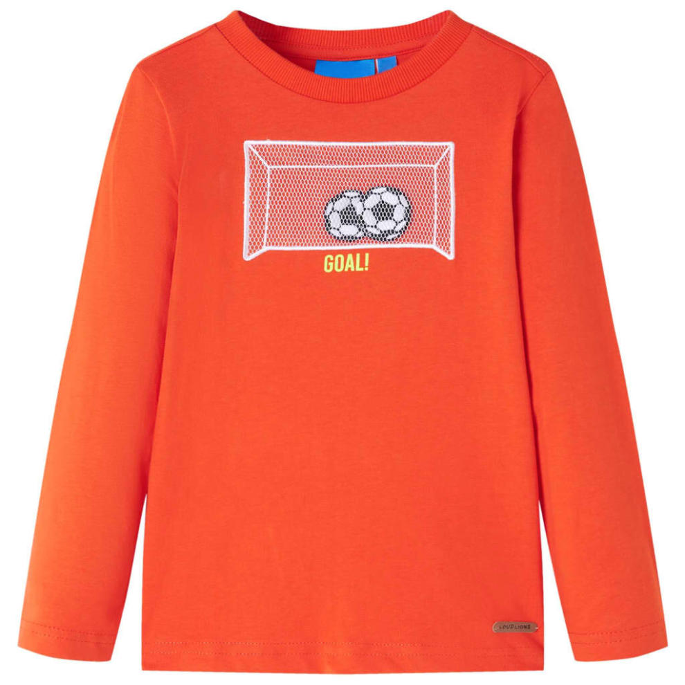 (orange, 92) Kids' T-shirt with Long Sleeves Children's T Shirt Tee Football Goal Design