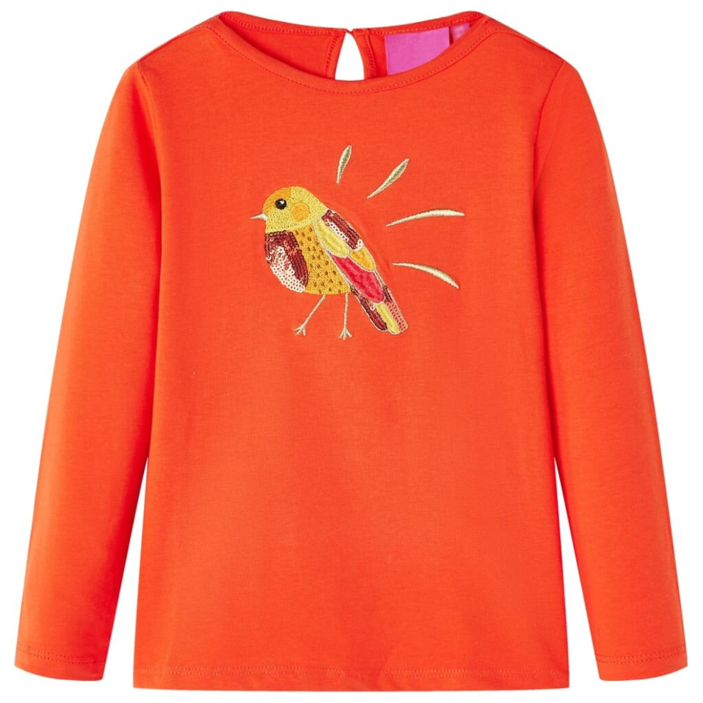 Vidaxl (, 104) Kids' T-Shirt With Long Sleeves Children's T Shirt Kids' Tops Tee Bird Design Orange
