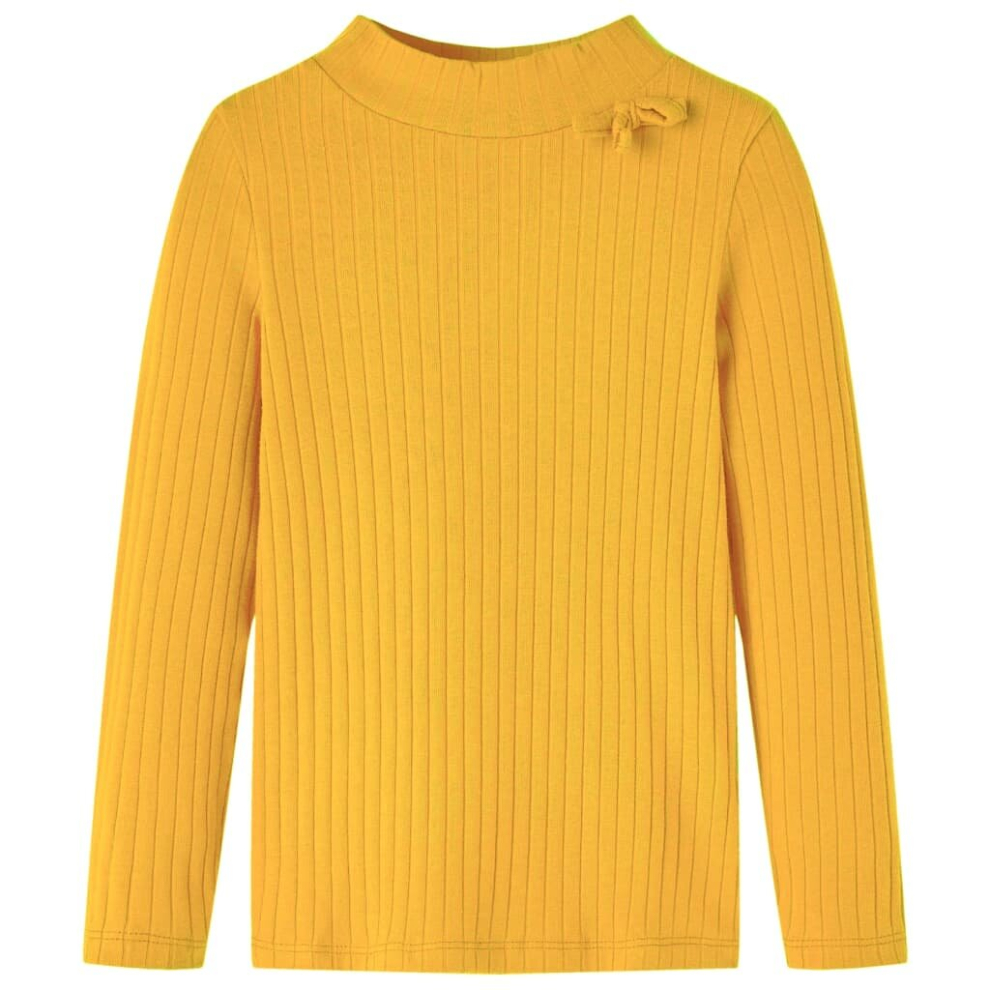 Vidaxl (Ochre, 128) Kids' T-Shirt With Long Sleeves Children's T Shirt Kids' Tops Tee Rib-Knit