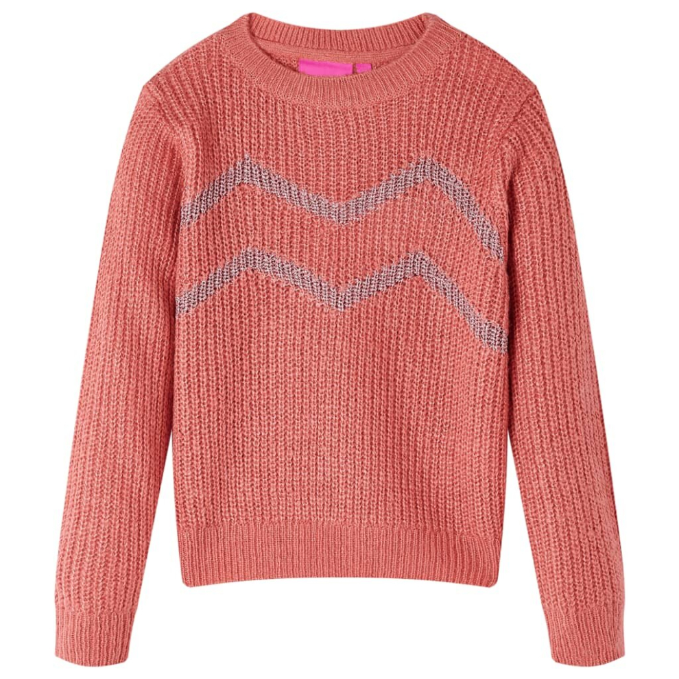 (128) Kids' Sweater Children Pullover Sweatshirt Kids Knitwear Knitted Medium Pink