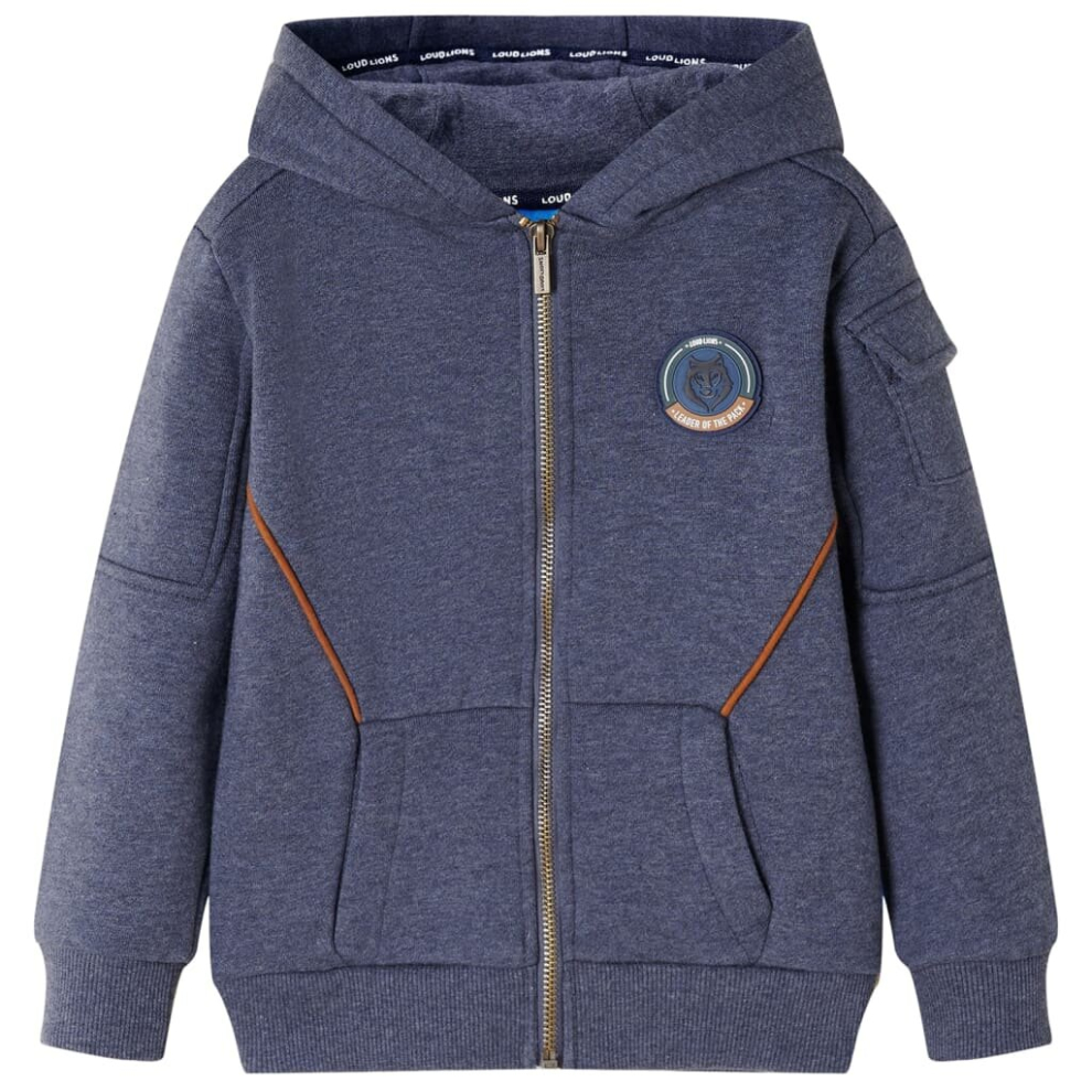 (116) Kids' Hooded Sweatshirt Children with Zip Hoodie Jacket Dark Blue Melange