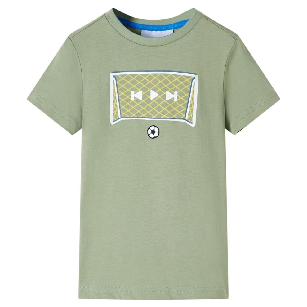 Vidaxl (Khaki, 116) Kids' T-Shirt Toddler Children T Shirt Tee Kids' Top Football Goal Design Lime Green