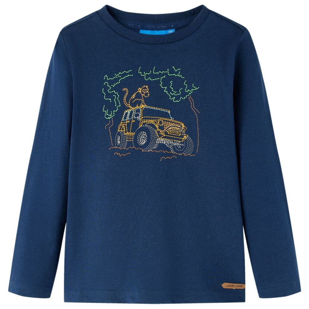 (navy blue, 116) Kids' T-shirt With Long Sleeves Children's T Shirt Kids' Tops Tee Jeep Print