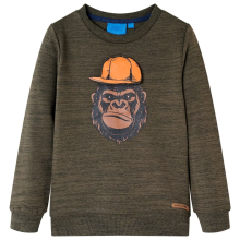 (khaki, 104) Kids' Sweatshirt Children's Long Sleeves Children Pullover Top Gorilla Print