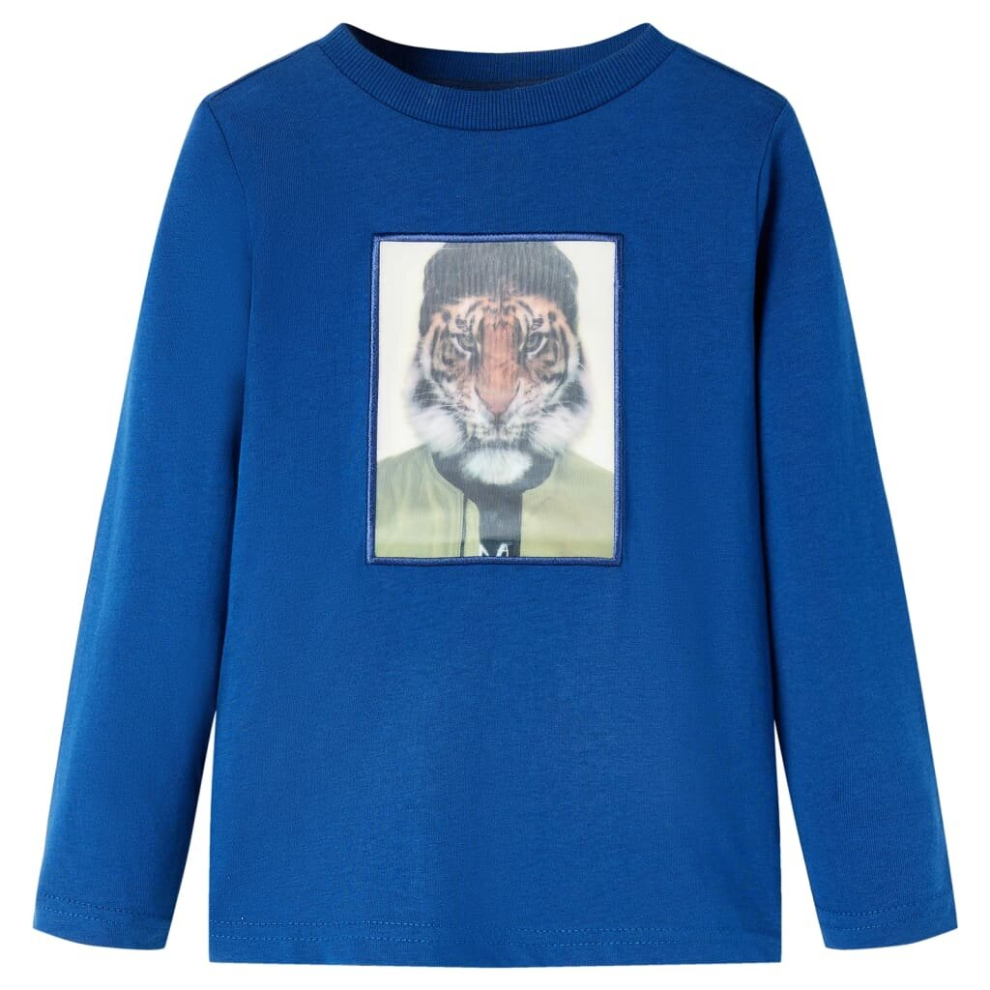 (dark blue, 116) Kids' T-shirt with Long Sleeves Children's T Shirt Kids' Tops Tee Tiger Print