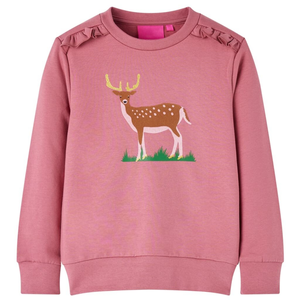 (140) Kids' Sweatshirt Tops Long Sleeves Toddler Tops Pullover Deer Print Raspberry