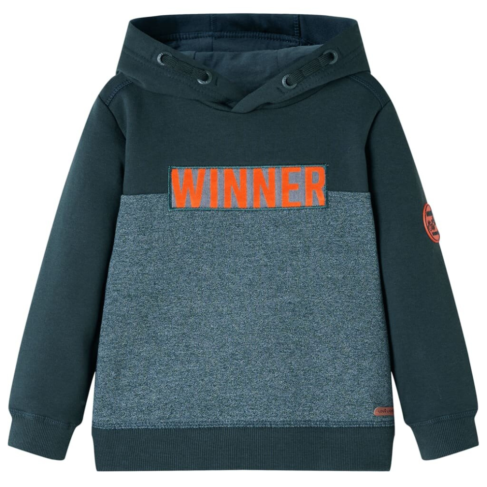 Vidaxl (104) Kids' Hooded Sweatshirt Children Pull Over Hoodie Winner Print Dark Green