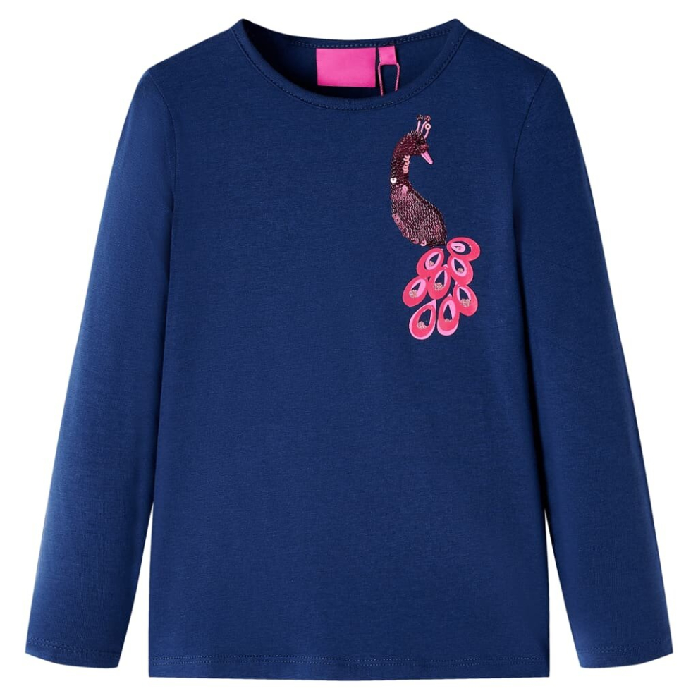 (blue, 128) Kids' T-shirt with Long Sleeves Children's T Shirt Tops Tee Peacock Design