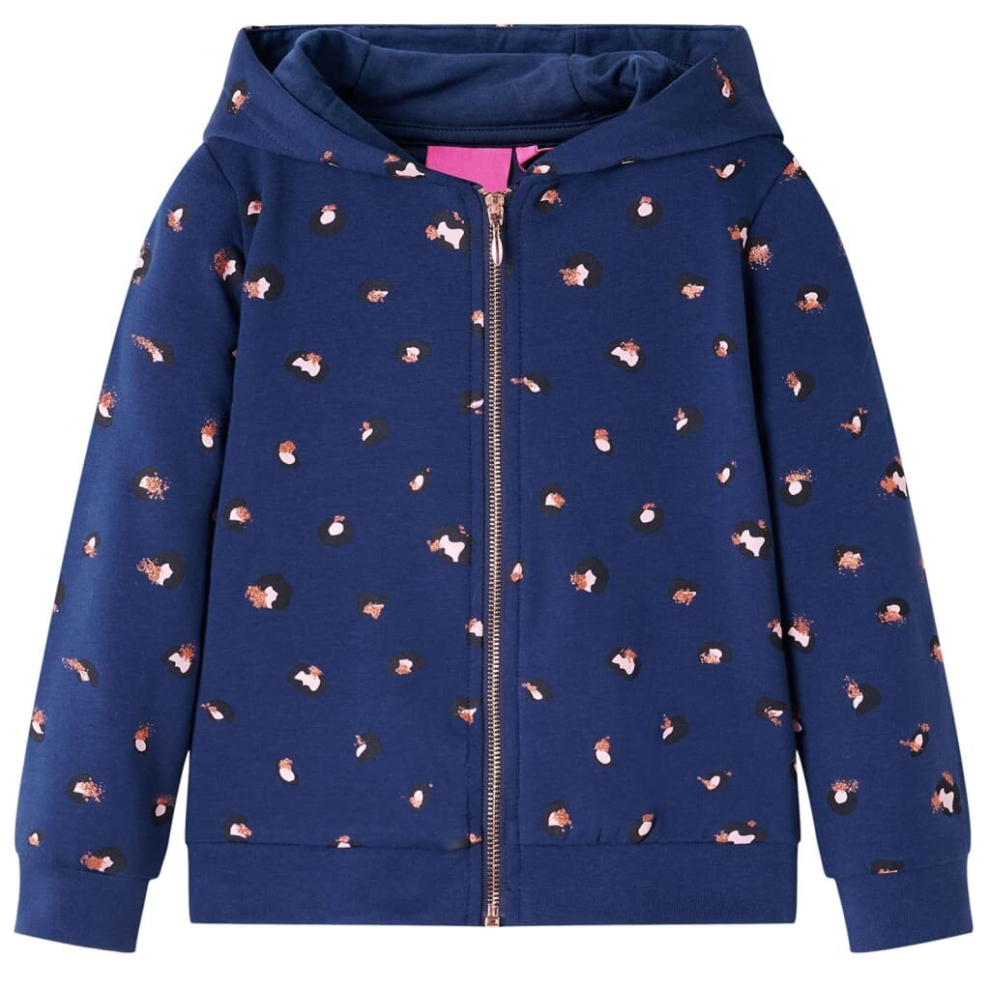 (116) Kids' Hooded Sweatshirt Children Kids Pullover Hoodie Dot Print Navy Blue