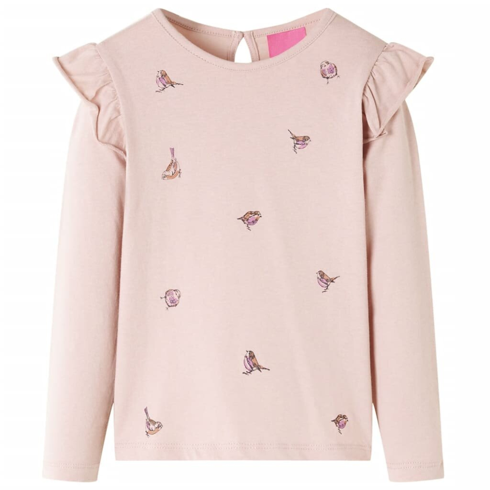 (92) Kids' T-shirt with Long Sleeves Children's T Shirt Tops Tee Sparrow Print Pink