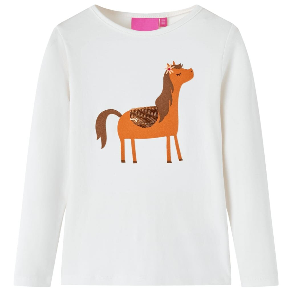 (ecru, 92) Kids' T-shirt with Long Sleeves Children's T Shirt Kids' Tops Tee Pony Print