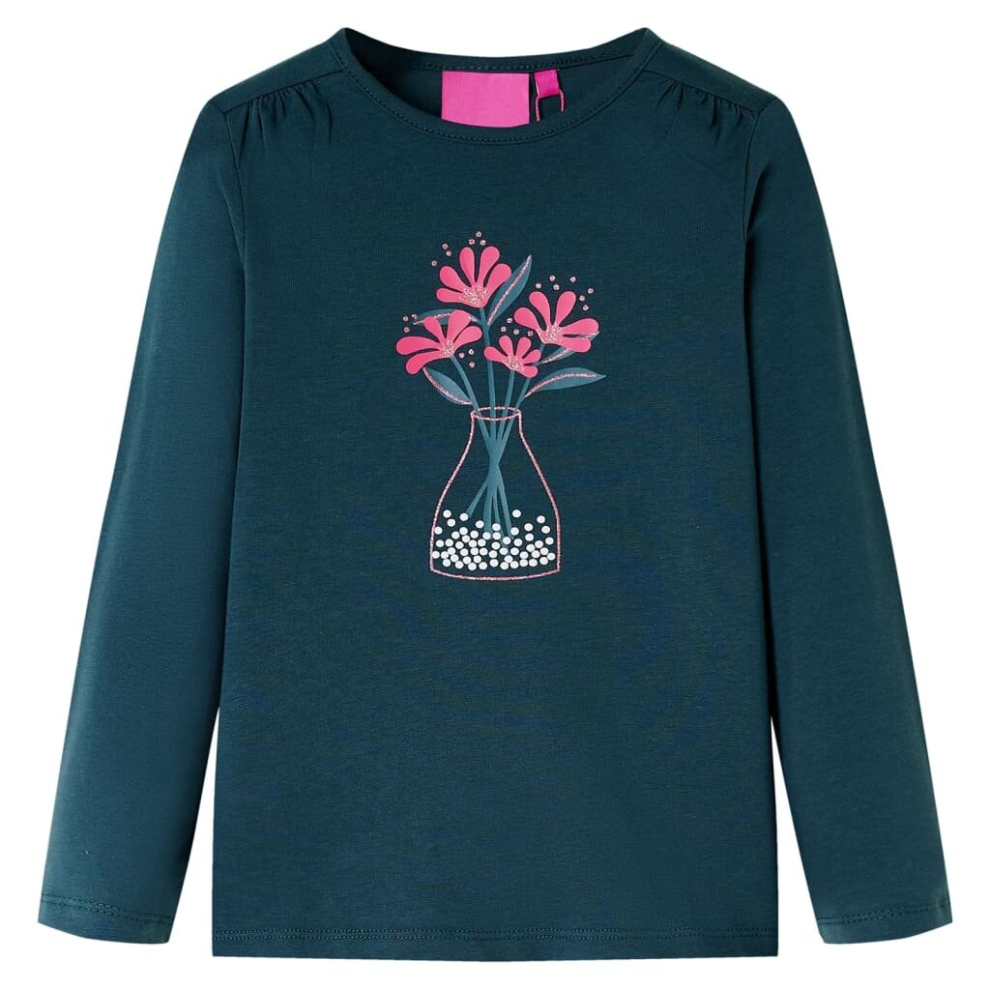 (green, 140) Kids' T-shirt with Long Sleeves Children's T Shirt Kids' Tops Tee Flower Print