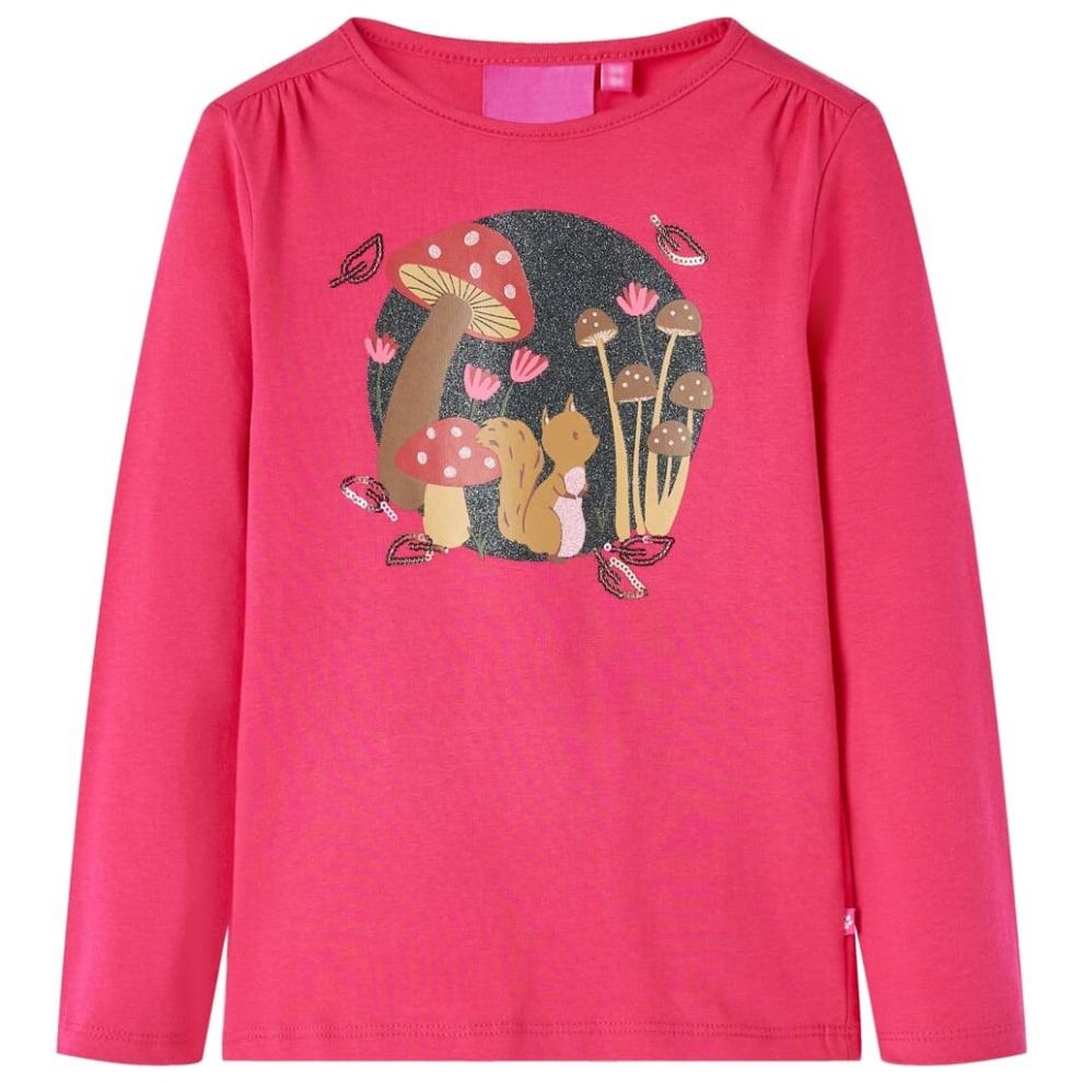 Vidaxl (Pink, 140) Kids' T-Shirt With Long Sleeves Children's T Shirt Tee Squirrel Print Burnt