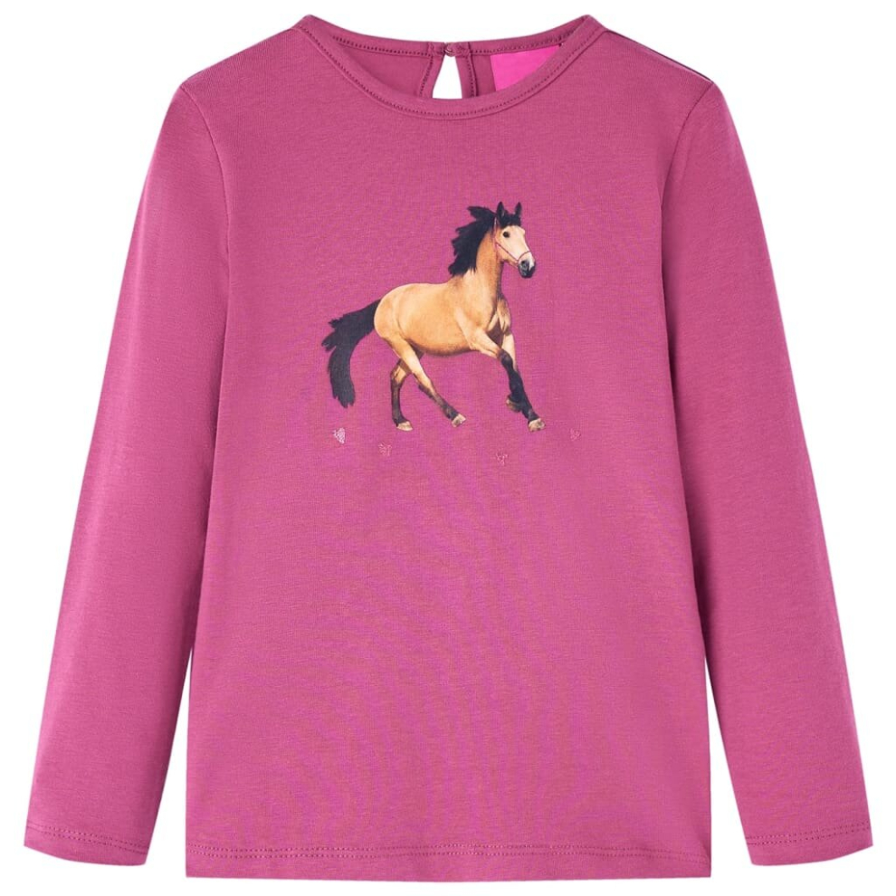 (raspberry, 104) Kids' T-shirt with Long Sleeves Children's T Shirt Kids' Tops Tee Horse Print