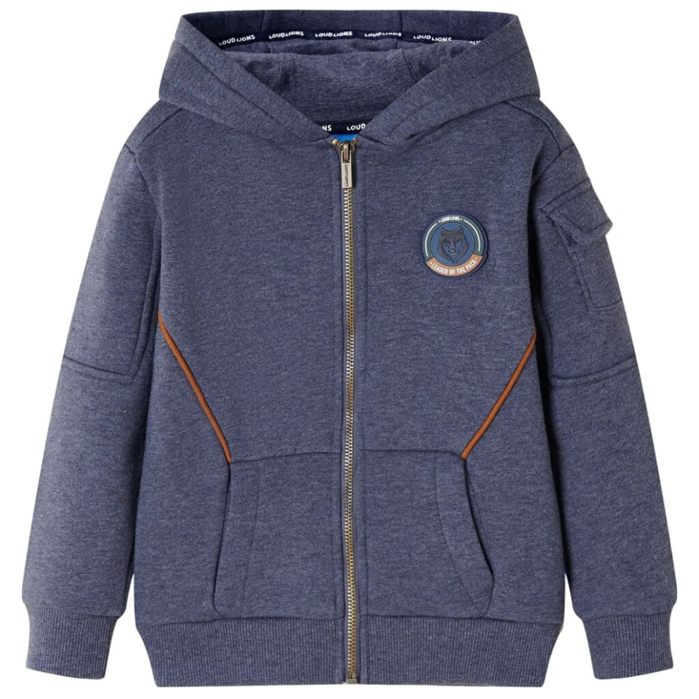 (140) Kids' Hooded Sweatshirt Children with Zip Hoodie Jacket Dark Blue Melange