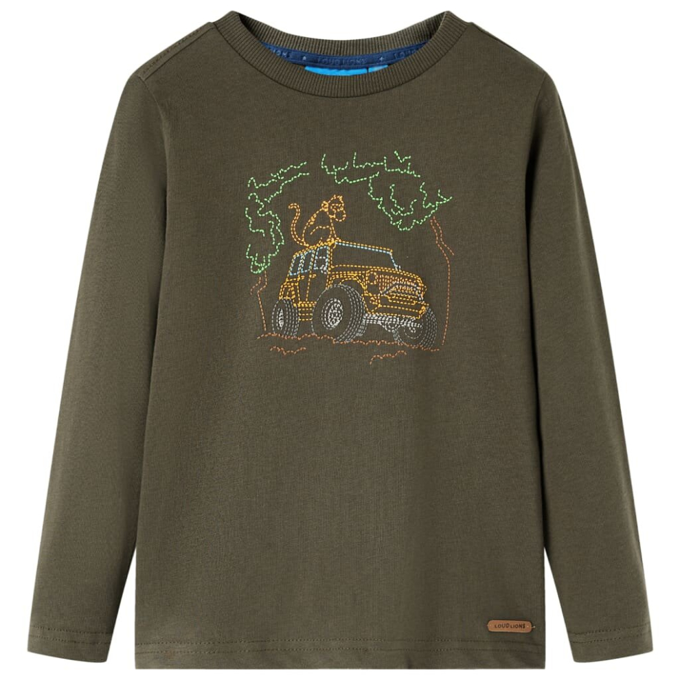 Vidaxl (Khaki, 104) Kids' T-Shirt With Long Sleeves Children's T Shirt Kids' Tops Tee Jeep Print