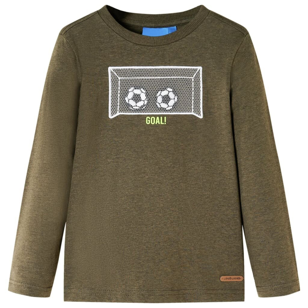 Vidaxl (Khaki, 104) Kids' T-Shirt With Long Sleeves Children's T Shirt Tee Football Goal Design