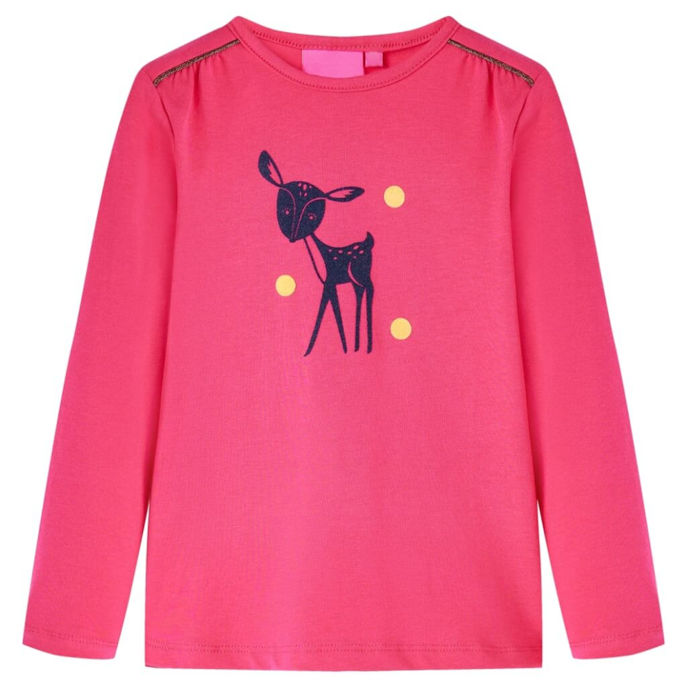 (pink, 92) Kids' T-shirt with Long Sleeves Children T Shirt Tops Deer Design Cognac 140